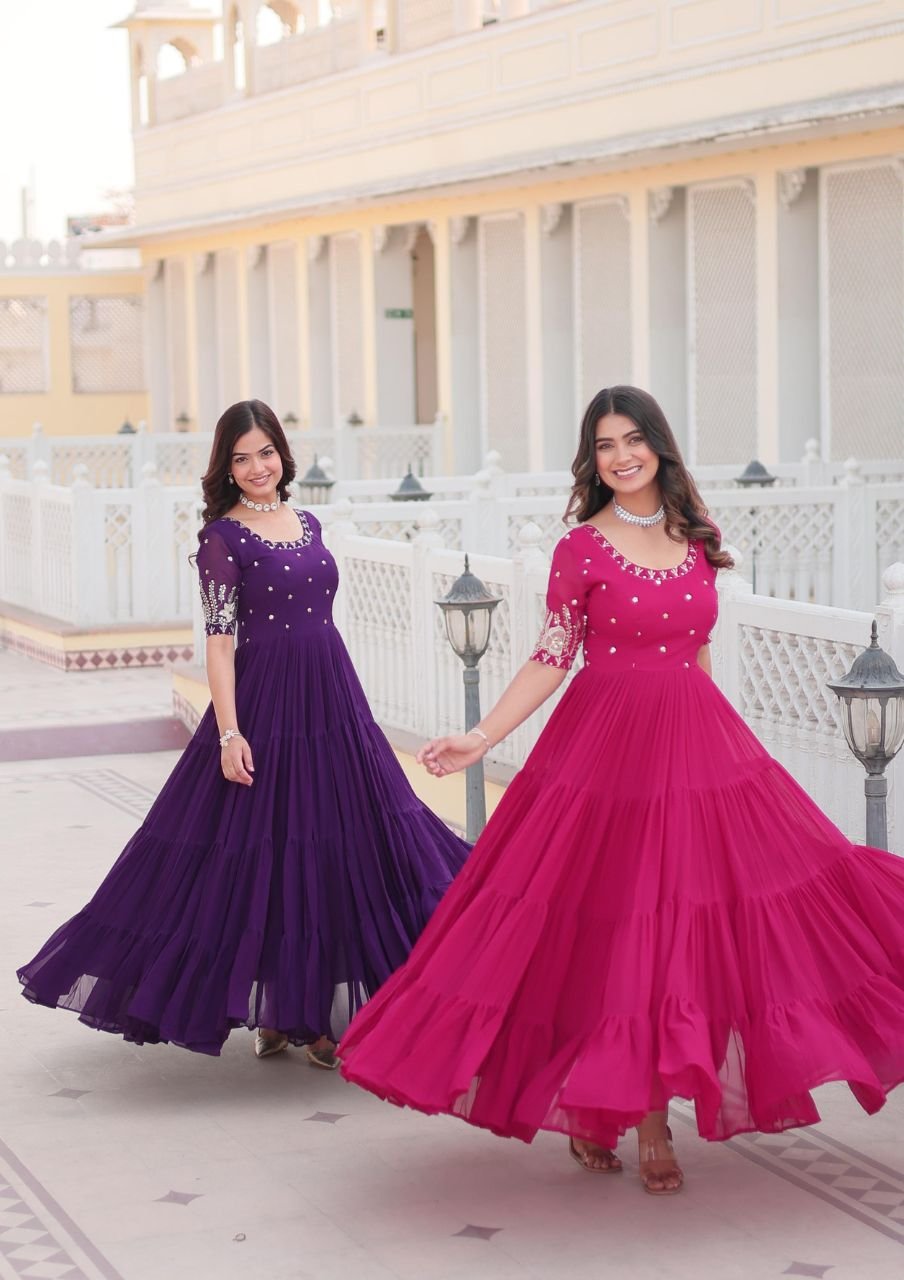 Beautiful Zari and sequin gown2-1